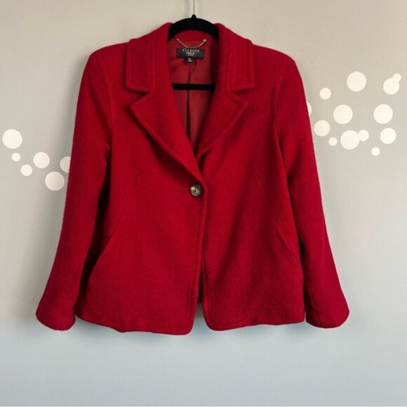 Talbots Red Wool Blend Blazer Jacket Petite 14P One Button LIned - Picture 1 of 6